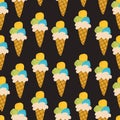 Summer seamless pattern with cartoon ice cream on a neutral background. colorful vector for kids, hand drawing flat style. Royalty Free Stock Photo